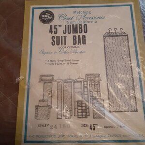 Vintage Jumbo 45" Suit Dresses Bag Hanging Storage Quilted Made in the USA NOS